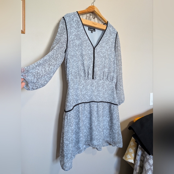 Anthropologie Sam Edelman Blue Gray floral Long Sleeve Dress Size 12 Chic Cute - Picture 1 of 11